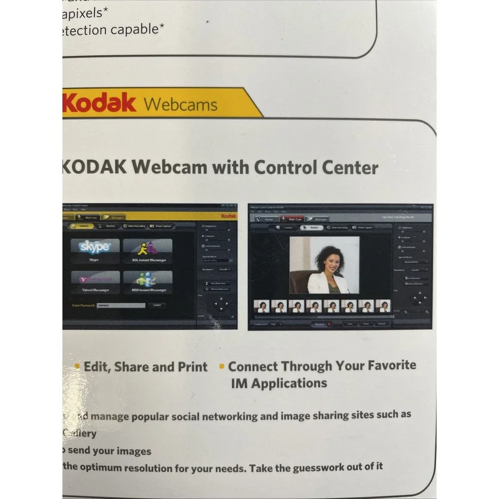 New Sealed Kodak S101 USB Webcam Built in Microphone‎ Windows And Mac OS Ready